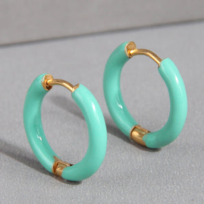 Nihao Wholesale 1 Pair Simple Style Round Solid Option Stainless Steel Hoop Earrings