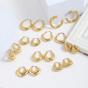 Nihao Wholesale 1 Pair Simple Style Round Solid Option Plating Copper Copper Alloy 18K Gold Plated Earrings