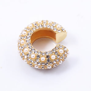 Nihao Wholesale wholesale jewelry fashion c shape alloy artificial gemstones plating diamond earrings