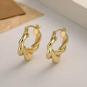 Nihao Wholesale 1 Pair Simple Style Solid Option Plating Copper 18K Gold Plated Earrings