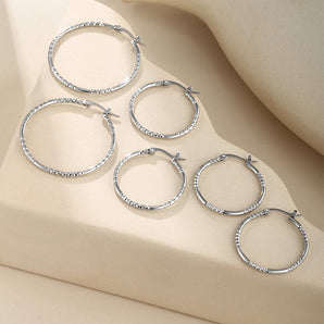 Nihao Wholesale 1 Pair Casual XUPING Solid Option Plating Stainless Steel White Gold Plated Hoop Earrings