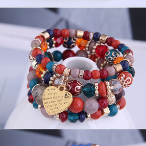 Nihao Wholesale bohemian metal peach heart multi-layer bracelet