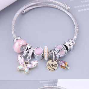 wholesale jewelry fashion metal butterfly love water drop pendant bracelet