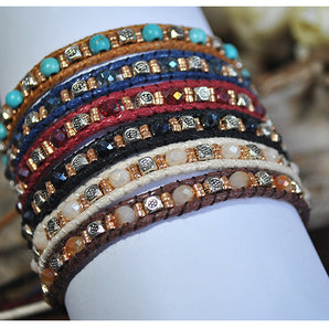 ethnic style round alloy seed bead rope knitting women's bracelets 1 piece