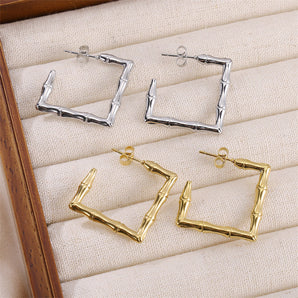 Nihao Wholesale 1 Pair Simple Style Solid Option Plating Stainless Steel 18K Gold Plated Earrings