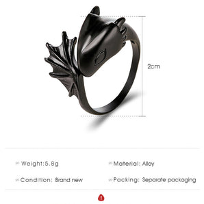 Nihao Wholesale angel devil ring gothic pterosaur open ring couple pair ring black tail ring dark wholesale