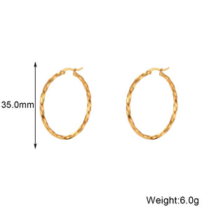 Nihao Wholesale 1 Pair Basic Vintage Style Classic Style Solid Option Plating Stainless Steel 18K Gold Plated Hoop Earrings