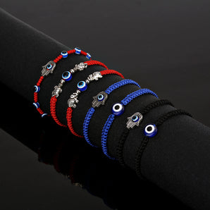 Nihao Wholesale vintage evil eye palm blue eye evil eye red rope woven adjustable bracelet