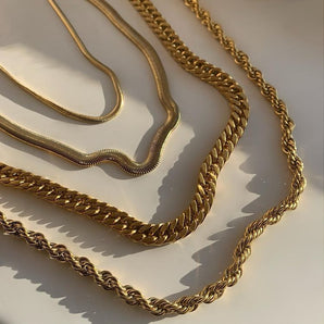 Nihao Wholesale Twisted Cuban Chain 18K Gold Plated Stainless Steel Necklace Hip Hop Necklace Wholesale
