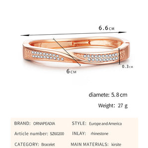 fashion double row diamond twisted wave bracelet