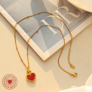 Nihao Wholesale fashion simple heart-shaped double-sided pendant titanium steel necklace