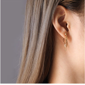 1 pair fashion chain titanium steel no inlaid earrings