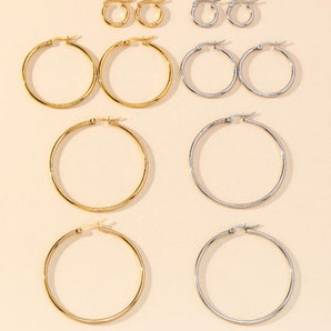 Nihao Wholesale 1 Pair Y2K Lady Artistic Solid Option Stainless Steel Hoop Earrings