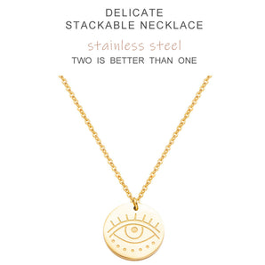Nihao Wholesale Geometric Titanium Steel Inlaid Gold Pendant Necklace