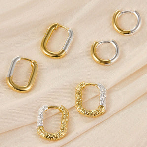 Nihao Wholesale 1 Pair Simple Style Commute Option Block Plating Sterling Silver 18K Gold Plated White Gold Plated Earrings