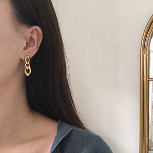 Nihao Wholesale 1 Piece Retro Simple Style Solid Option Plating Titanium Steel 18K Gold Plated Drop Earrings