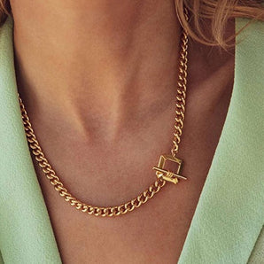 Nihao Wholesale clavicle chain thick chain female simple versatile buckle titanium steel necklace