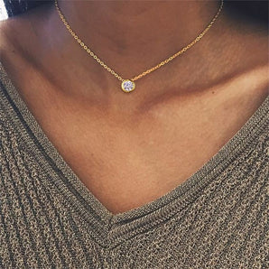 Nihao Wholesale Fashion Geometric Stainless Steel Diamond Necklace