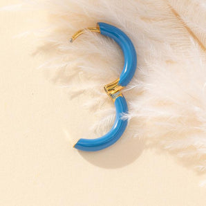 Nihao Wholesale 1 Piece Simple Style Solid Option Enamel Stainless Steel Earrings