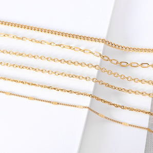 Nihao Wholesale simple titanium steel plated 18K gold jewelry bare chain necklace