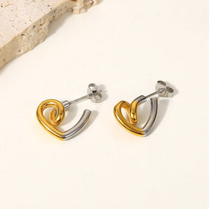 Nihao Wholesale 1 Pair Simple Style Option Block Plating Titanium Steel Gold Plated Ear Studs