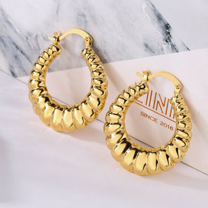 Nihao Wholesale 1 Pair Simple Style Solid Option Copper Plating 18K Gold Plated Earrings