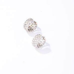 Nihao Wholesale 1 Pair Simple Style Solid Option Plating Inlay Stainless Steel Copper Zircon White Gold Plated Earrings