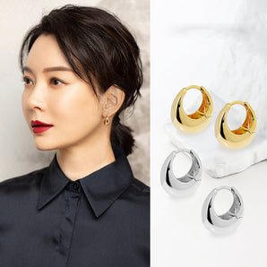 Nihao Wholesale 1 Pair Korean Style Solid Option Copper Hoop Earrings