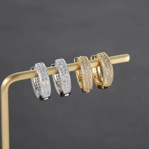 Nihao Wholesale 1 Pair Hip-Hop Simple Style Round Solid Option Inlay Copper Zircon Hoop Earrings