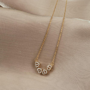 Nihao Wholesale Sweet Heart Shape Titanium Steel Inlaid Gold Rhinestones Necklace