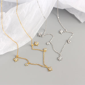 Nihao Wholesale YHN062 S925 sterling silver geometric star design sense necklace clavicle chain