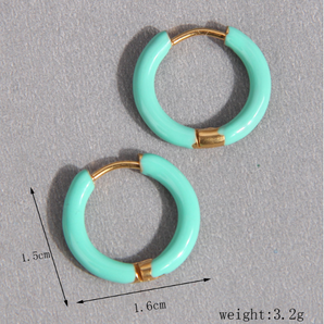 Nihao Wholesale 1 Pair Simple Style Round Solid Option Stainless Steel Hoop Earrings
