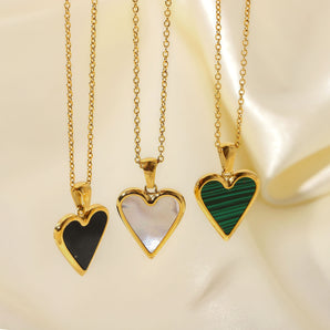 Nihao Wholesale Simple Style Heart Stainless Steel Titanium Steel Plating Gold Plated Pendant Necklace