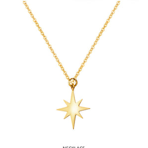 Nihao Wholesale Six-pointed star pendant necklace short stainless steel female clavicle chain