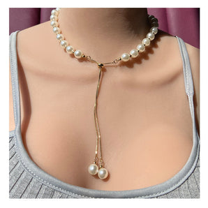 Nihao Wholesale Fashion Simple Pearl Pull-out Small Beads Pendant Female Necklace