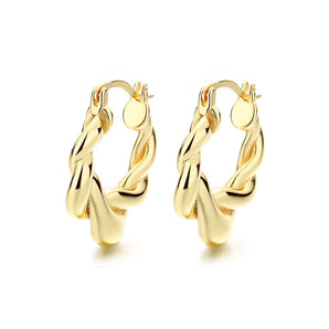 Nihao Wholesale 1 Pair Simple Style Solid Option Plating Copper 18K Gold Plated Earrings