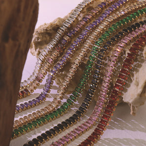 Nihao Wholesale Solid color retro colored diamond zircon inlaid necklace bracelet titanium steel jewelry