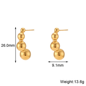 Nihao Wholesale 1 Pair Simple Style Solid Option Plating Stainless Steel 18K Gold Plated Ear Studs