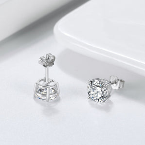 Nihao Wholesale 1 Pair Simple Style Solid Option Inlay Sterling Silver Zircon Ear Studs