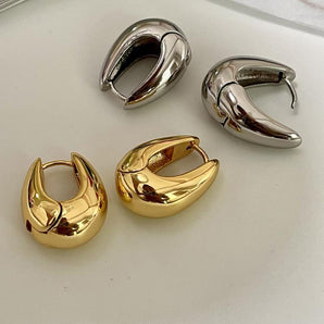 Nihao Wholesale 1 Pair Retro Solid Option Plating Brass Hoop Earrings