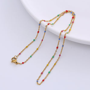 Nihao Wholesale Hawaiian Bohemian Geometric Stainless Steel Epoxy Plating 18K Gold Plated Necklace