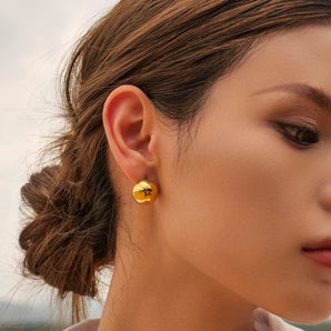 Nihao Wholesale 1 Pair IG Style Solid Option Plating Stainless Steel 18K Gold Plated Ear Studs