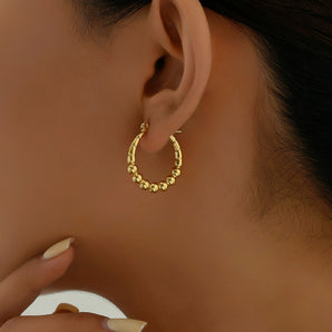 Nihao Wholesale 1 Pair Simple Style Commute Solid Option Plating Stainless Steel 18K Gold Plated Earrings