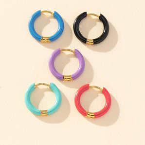 Nihao Wholesale 1 Piece Simple Style Solid Option Enamel Stainless Steel Earrings