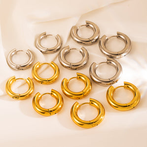 Nihao Wholesale 1 Set Simple Style Eye Solid Option Gold Plated Stainless Steel Gold Plated Earrings
