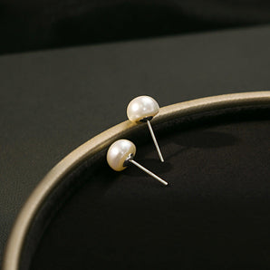 Nihao Wholesale 1 Pair Simple Style Solid Option Freshwater Pearl Ear Studs