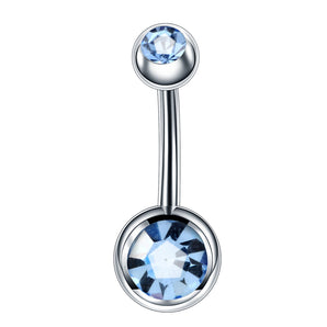 fashion geometric stainless steel inlay zircon belly ring