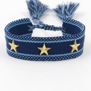 1 piece bohemian star stripe polyester unisex bracelets