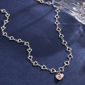 fashion heart shape alloy inlay rhinestones women's pendant necklace 1 piece