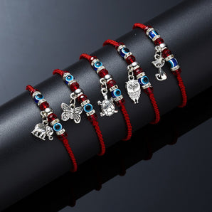 fashion eye alloy rope braid rhinestones glass bead unisex bracelets